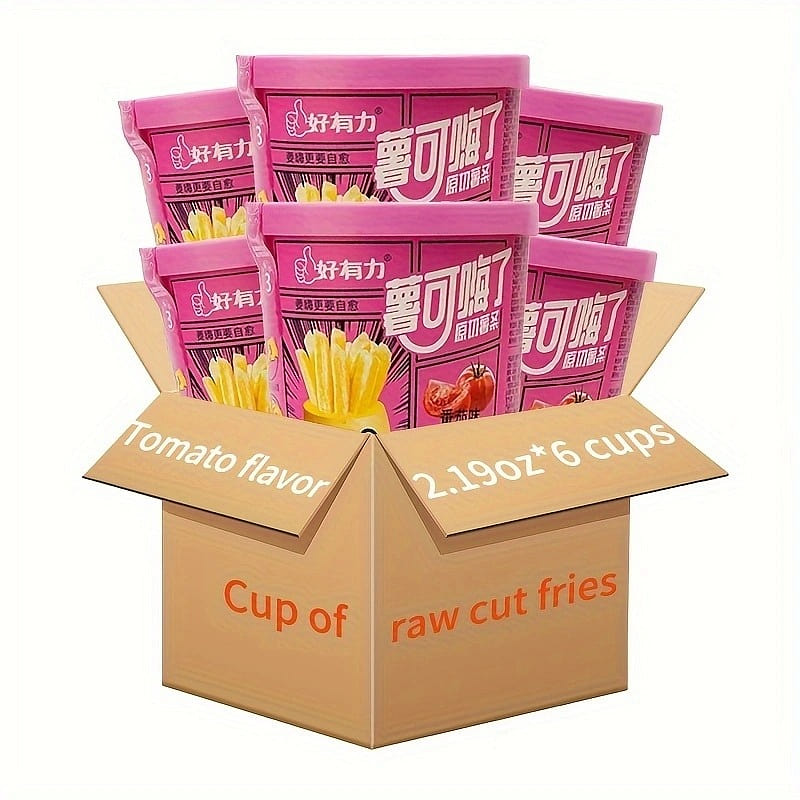 Hao you li Crispy French fries cup set (tomato flavor) 62g*6 cups 372 g