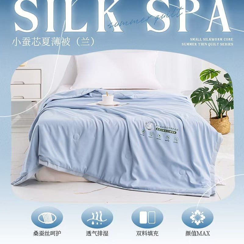 Class A 10% silk air-conditioning quilt blue L 1 count