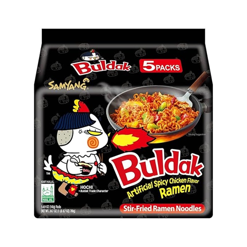 韓國火雞面辣拉麪 辣雞肉味泡麪,經典原味,韓式炒麪方便麪三養面,5包裝,從美國倉庫發貨,包郵 1 份