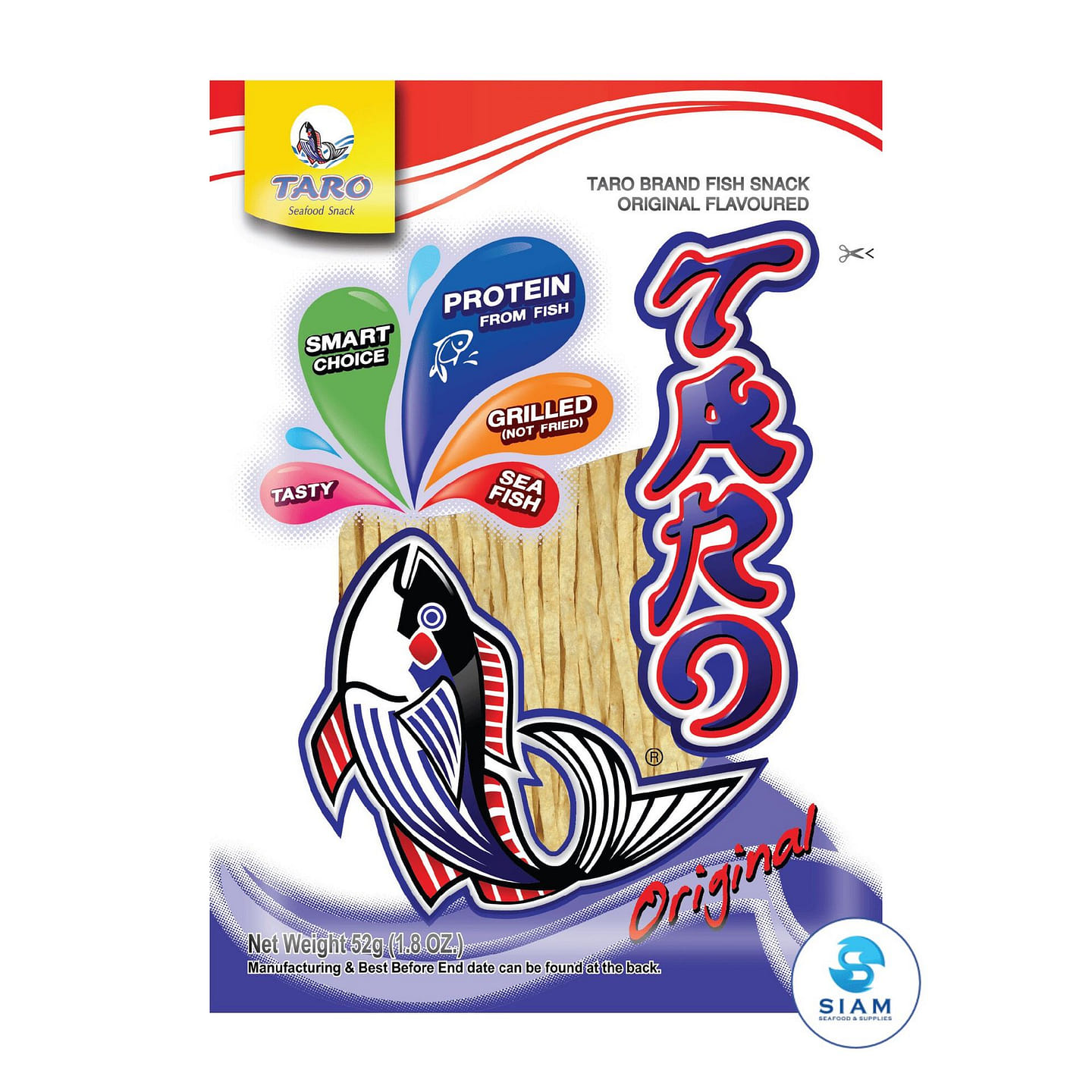 TARO BRAND Thai Fish Snack 52g, Original Flavor 1.8 oz