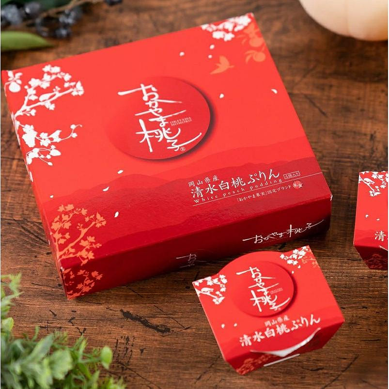 Okayama Momoko Shimizu Hakuto Peach Pudding 4 pcs 1 box