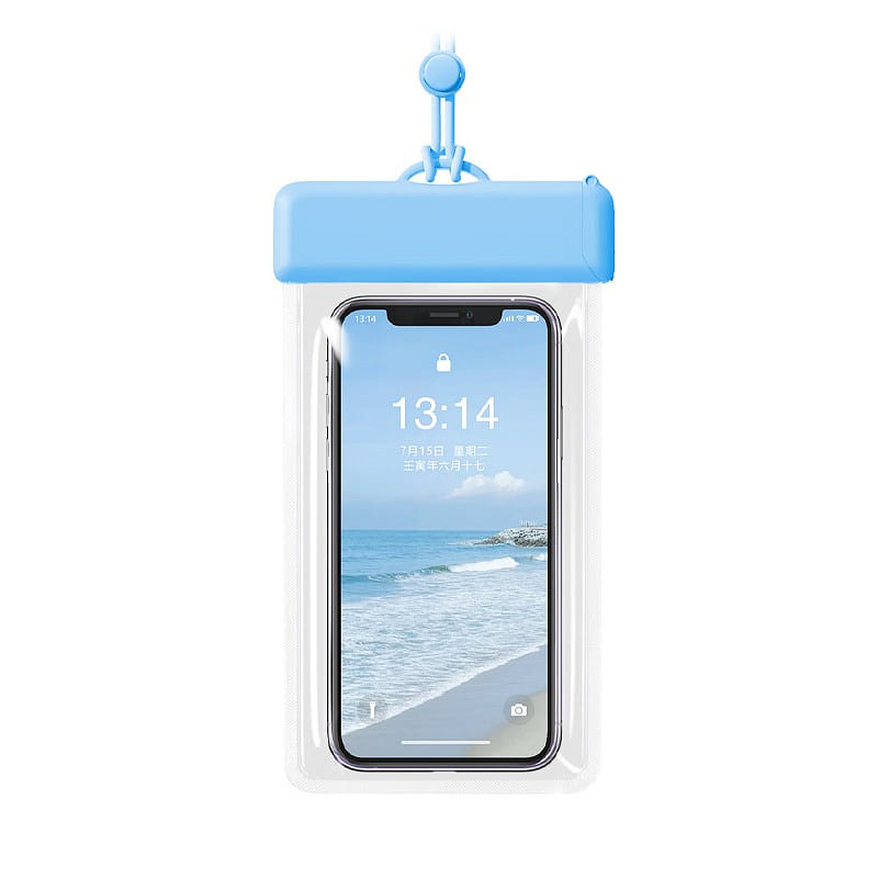 Phone Waterproof Pouch Touch-Screen Lanyard blue 1 each