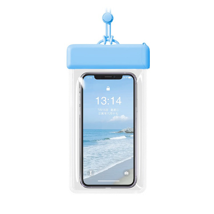 Phone Waterproof Pouch Touch-Screen Lanyard blue 1 each