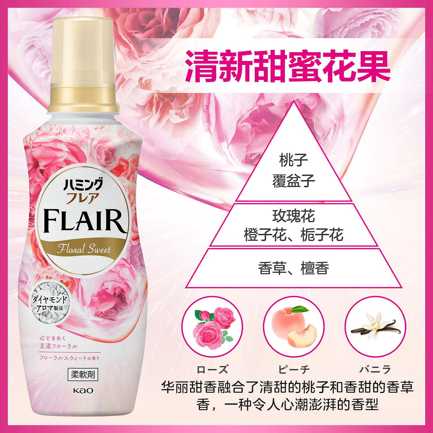 Japanese Kao Flair fabric softener floral sweet 520 ml