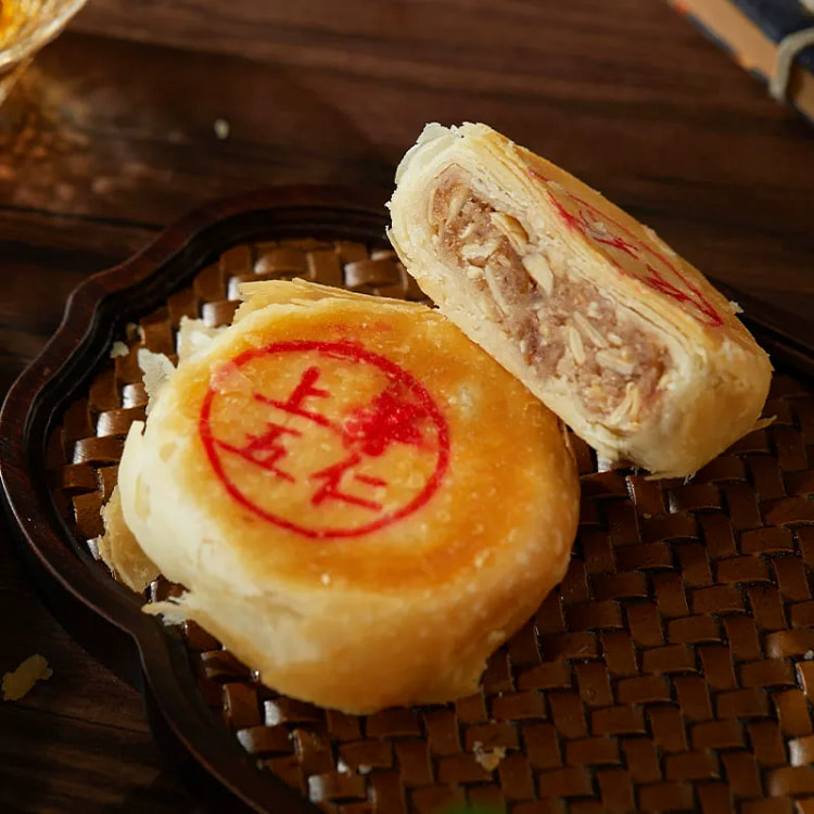 上海沈大成上等五仁月饼 苏式酥皮苔菜豆沙 1只 80 克
