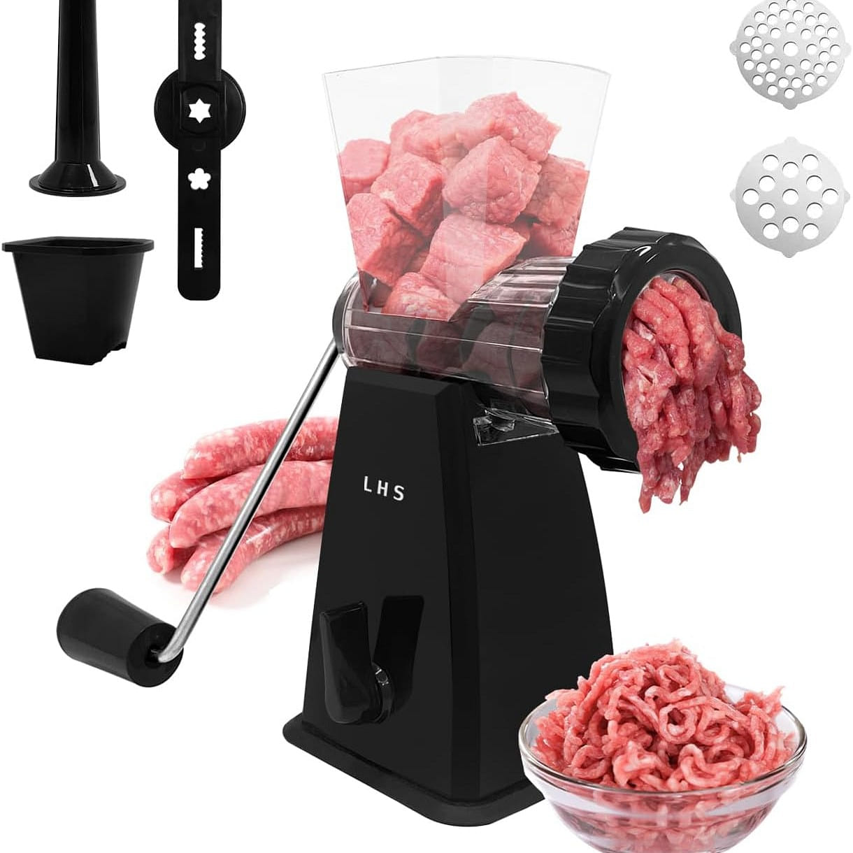 LHS Manual Meat Grinder withStainless Steel Blades 1 count