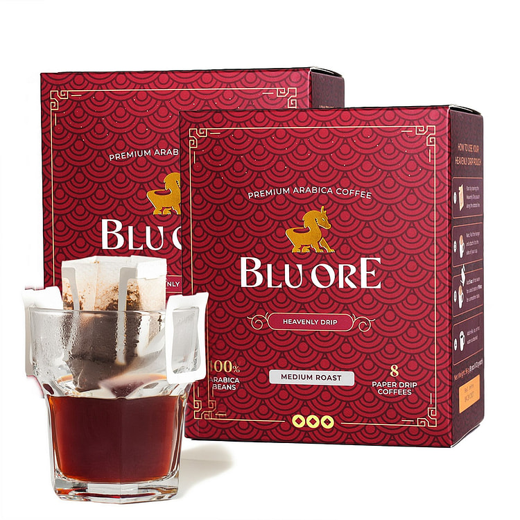 Blu Ore Heavenly Drip Arabica Coffee Med 2 box*8 pack