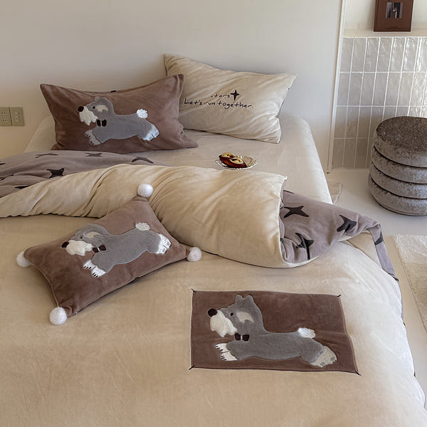 绒梦萌趣小狗床上三件套 雪纳瑞-Twin 2000 克