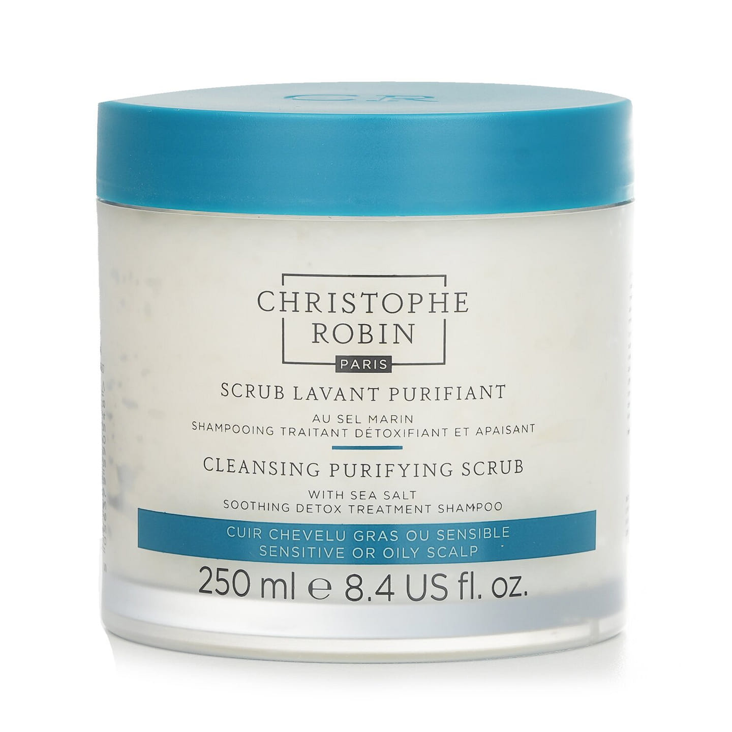 Christophe Robin Sea Salt Soothing Scalp Cleansing Cream (Soothing Detoxifying Shampoo) – Sensitive or Oily Scalp 250 ml