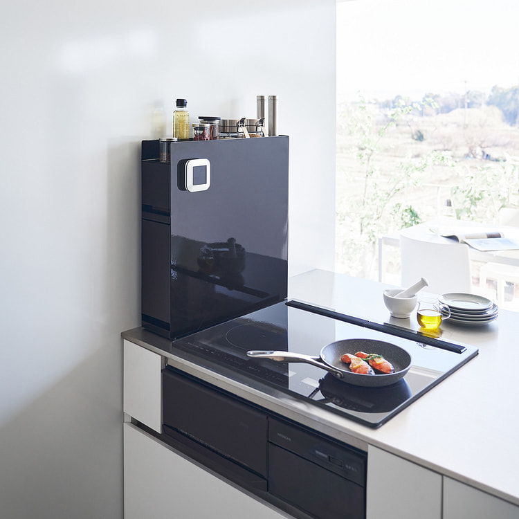 双层滑动调味架 - 钢黑色