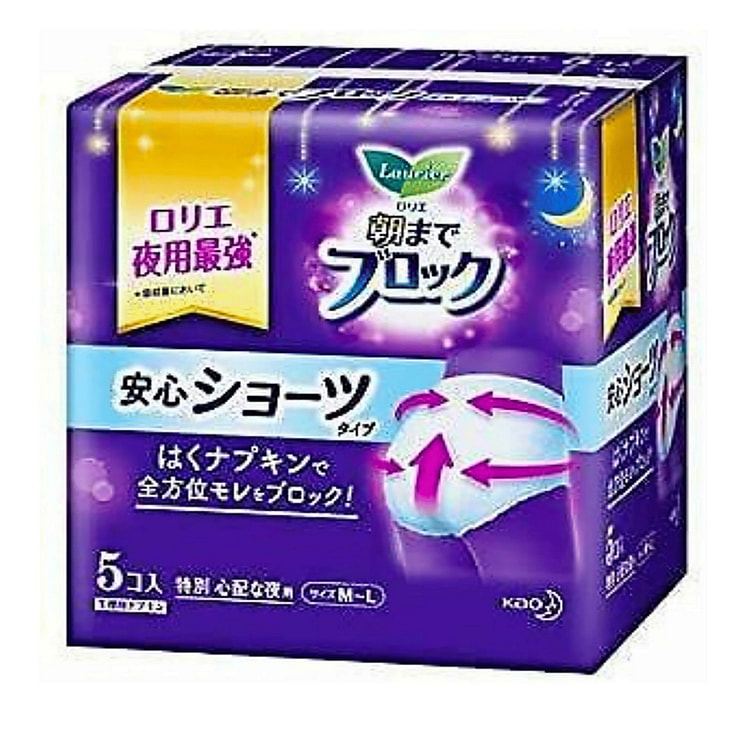 日本花王乐而雅夜用安心裤 M-L 5 片装 1 包