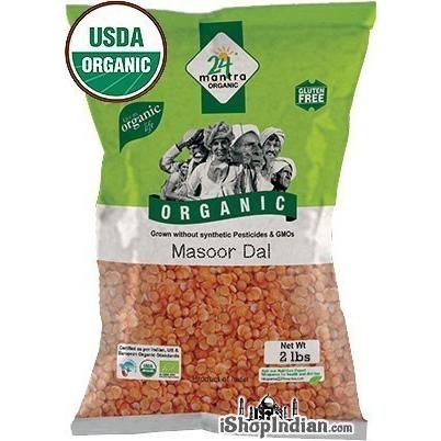 24 Mantra Organic Masoor Dal (Red Lentil) - 2 lbs 2 lb