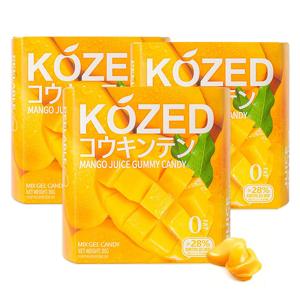 Jin Jin Peeling Mango Gummy Candy Peelable Pure Fruit Flavored Gummy 2.82oz*3 80 g