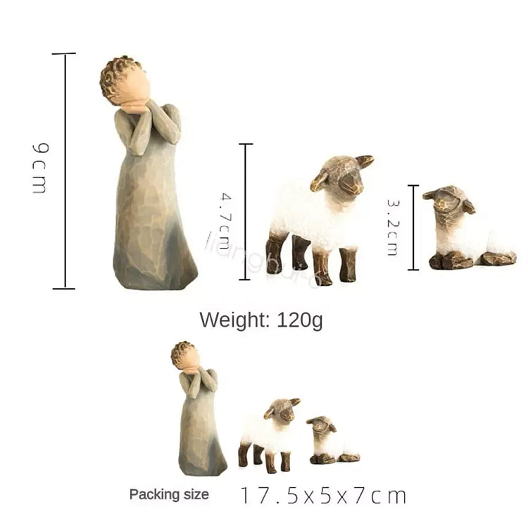 柳树耶稣降生人物雕像套装手绘装饰圣诞礼物新品 牧羊