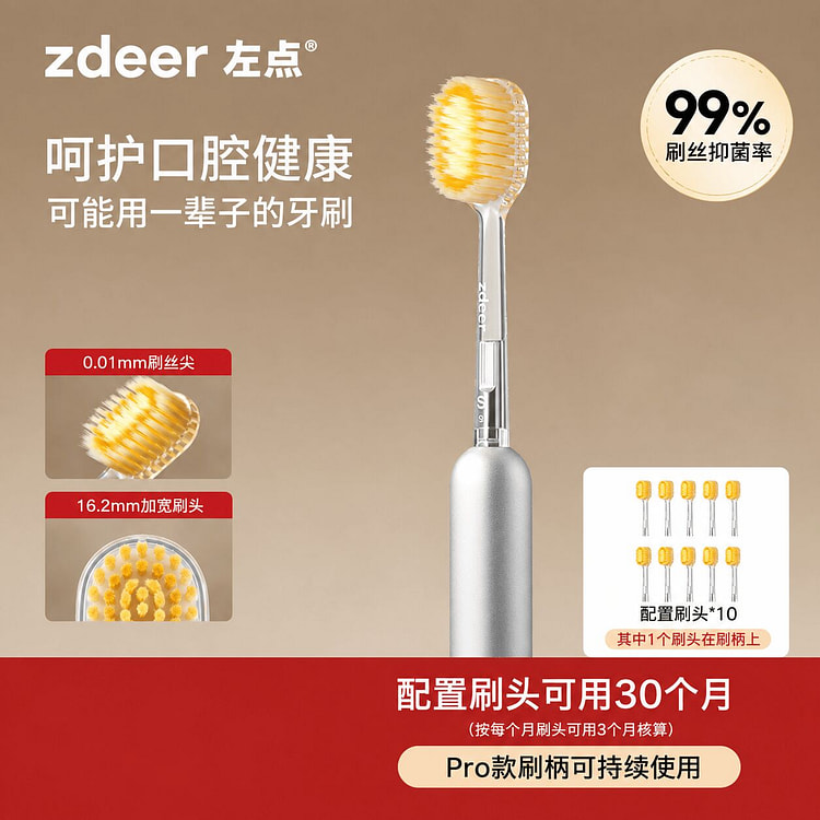 左点 Pro 款可替换牙刷 抑菌软毛成人手动牙刷 1 份