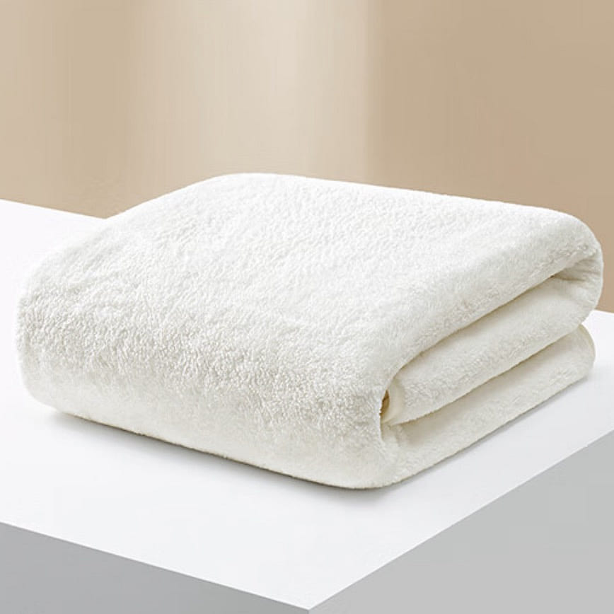 HUIXUN Coral Fleece Bath Towel White 1 count