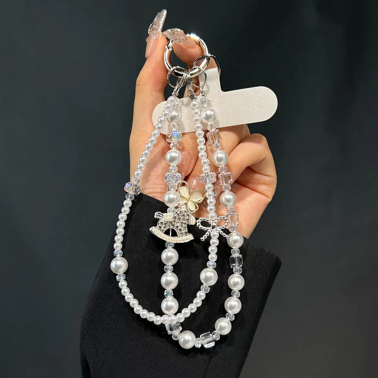 满钻木马手机链白珠银钻木马手链+白小布片1套 100 克