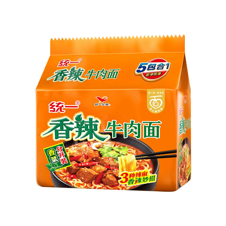 统一方便面香辣牛肉面泡面97g*5包 485 克