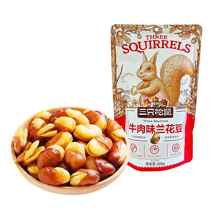 三只松鼠牛肉味兰花豆205g*1袋即食蚕豆休闲零食坚果