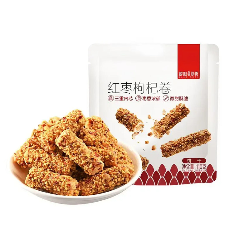 薛记炒货红枣枸杞卷夹心糕点酥脆零食110g 110 克