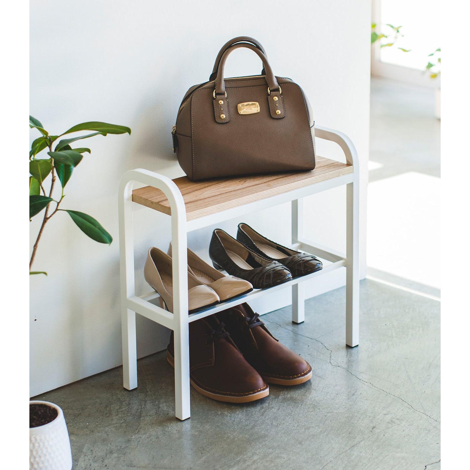 Shoe Organizer & Bench (18" H) - Steel + Wood WH 1 phần