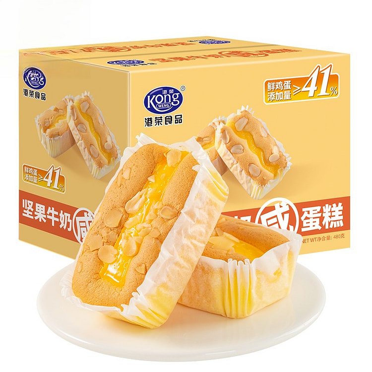 港荣坚果牛奶咸蛋糕 480g*1 箱 480 克