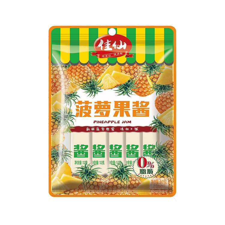 佳仙 菠萝果酱 甜酱水果酱 12克*5条