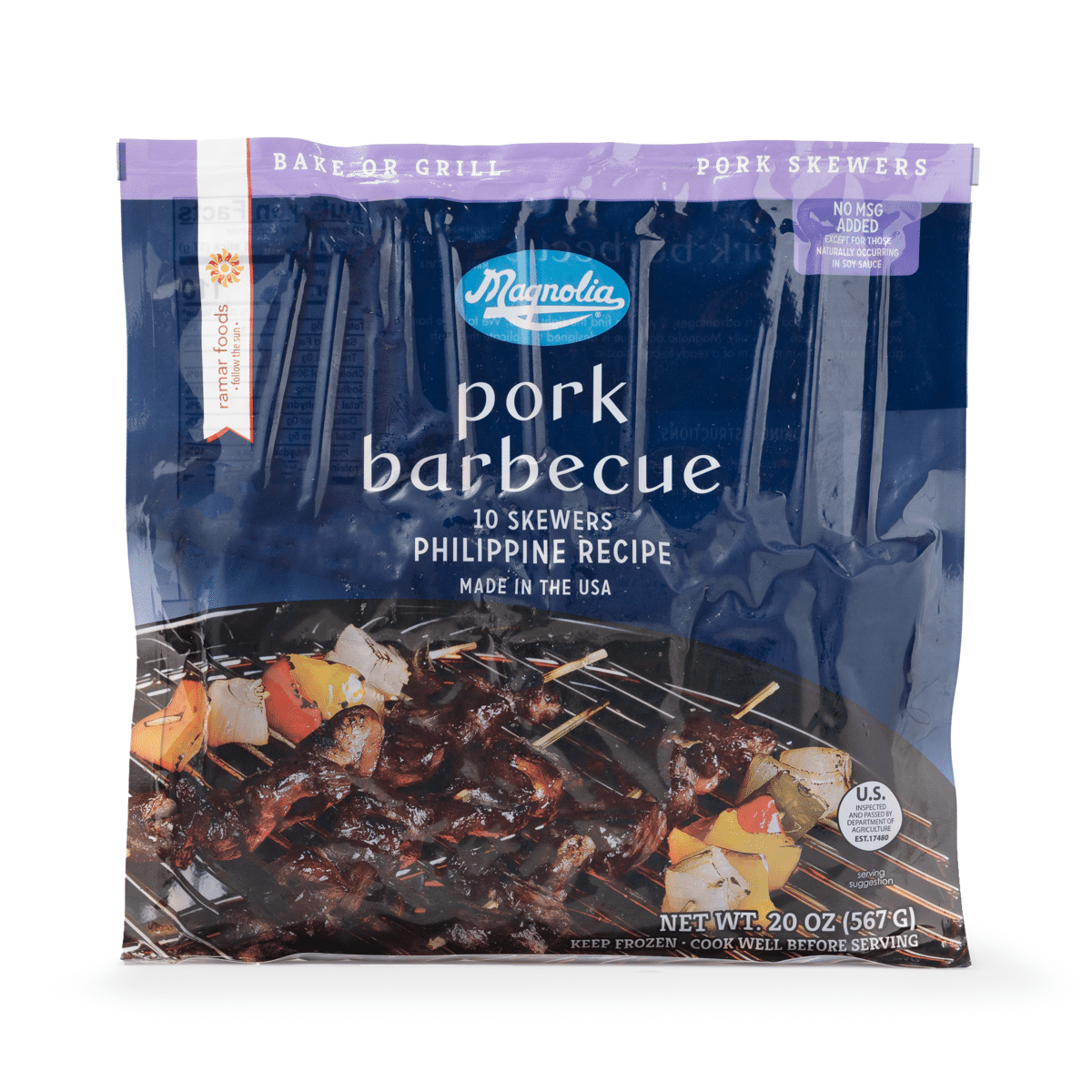 Magnolia Pork BBQ Skewers, Frozen 1.25 lb