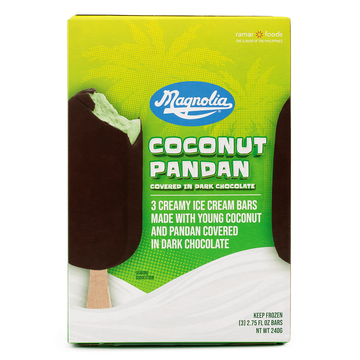 Magnolia Dark Chocolate Covered Pandan Ice Cream Bars 240 g