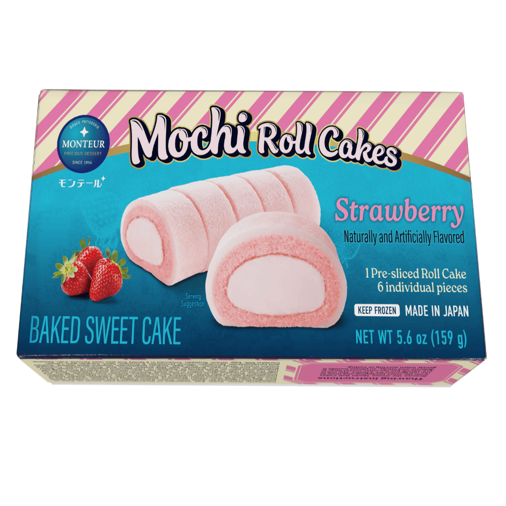Monteur Mochi Roll Cakes Strawberry, Frozen 5.6 oz