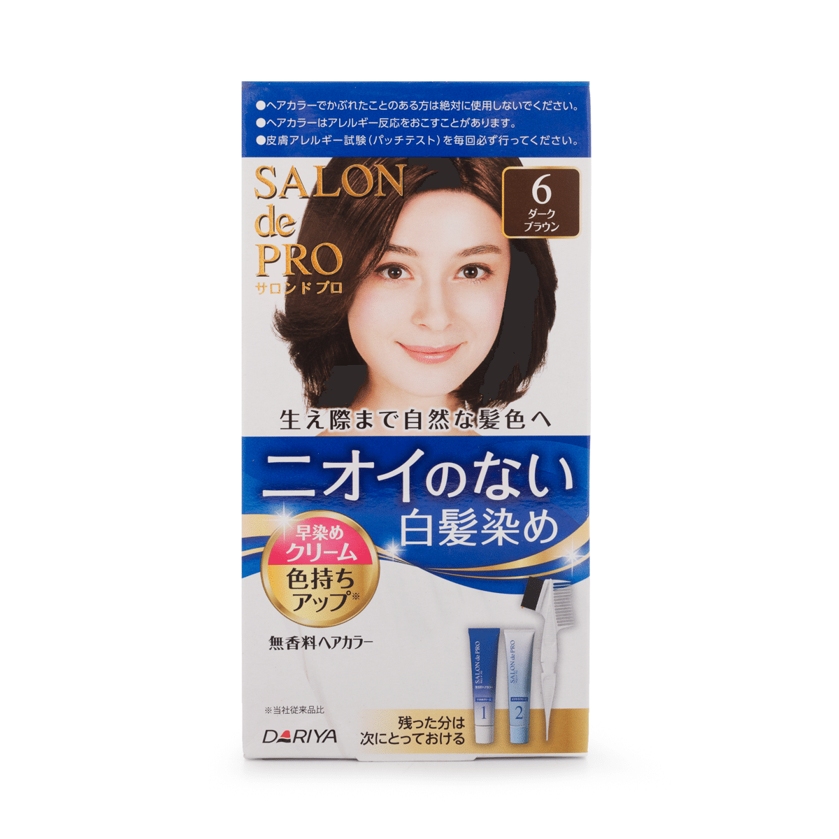 Dariya SALON de PRO 沙龙级别白发专用无味染发剂 6号 深棕色 80g 1 盒