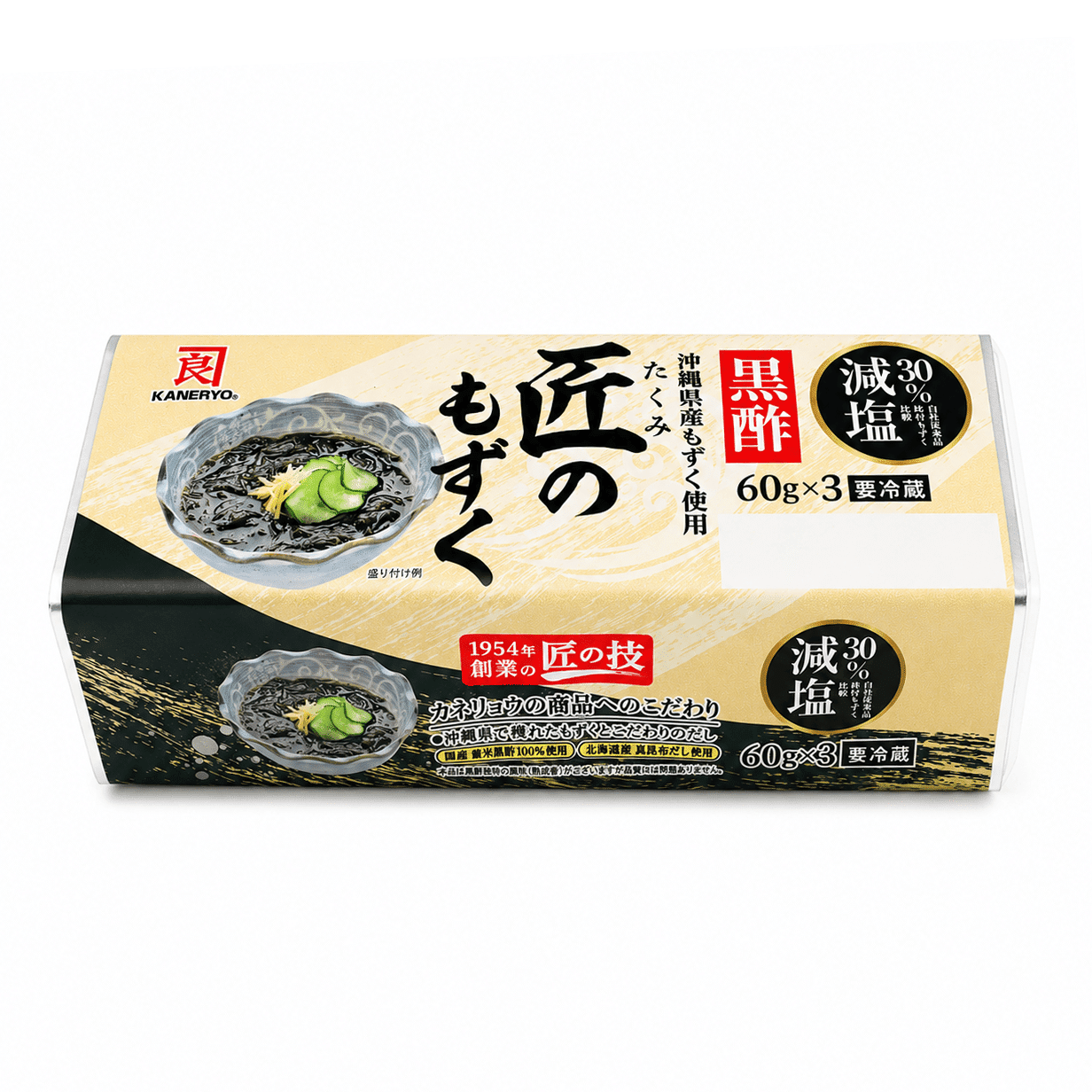 Kaneryo Seaweed Master’s Mozuku Seaweed with Black Vinegar 60g x 3 packs 180 g