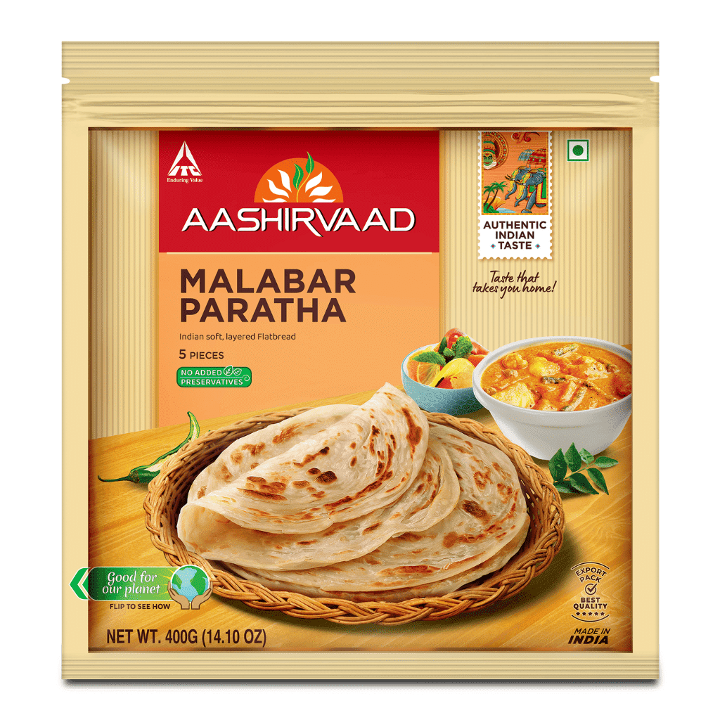 Aashirvaad Malabar Paratha (5 pieces), Frozen 400 g