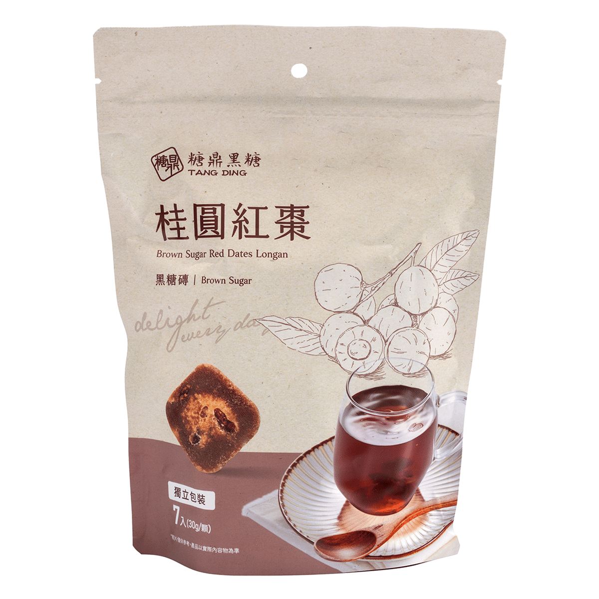 台湾糖鼎 桂圆红枣黑糖砖 1.05 盎司*7 包