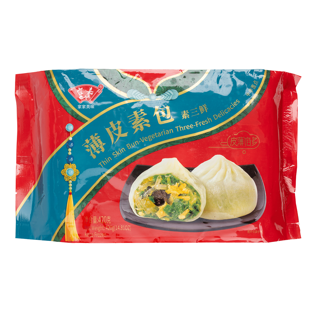 Huo Jia, Thin-skinned Bun Vegetarian three Vegetables 12ct 420 g