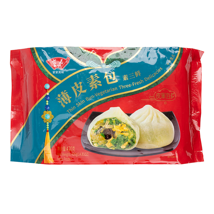 霍嘉 薄皮素包 素三鲜馅 小笼包 12个 420 克