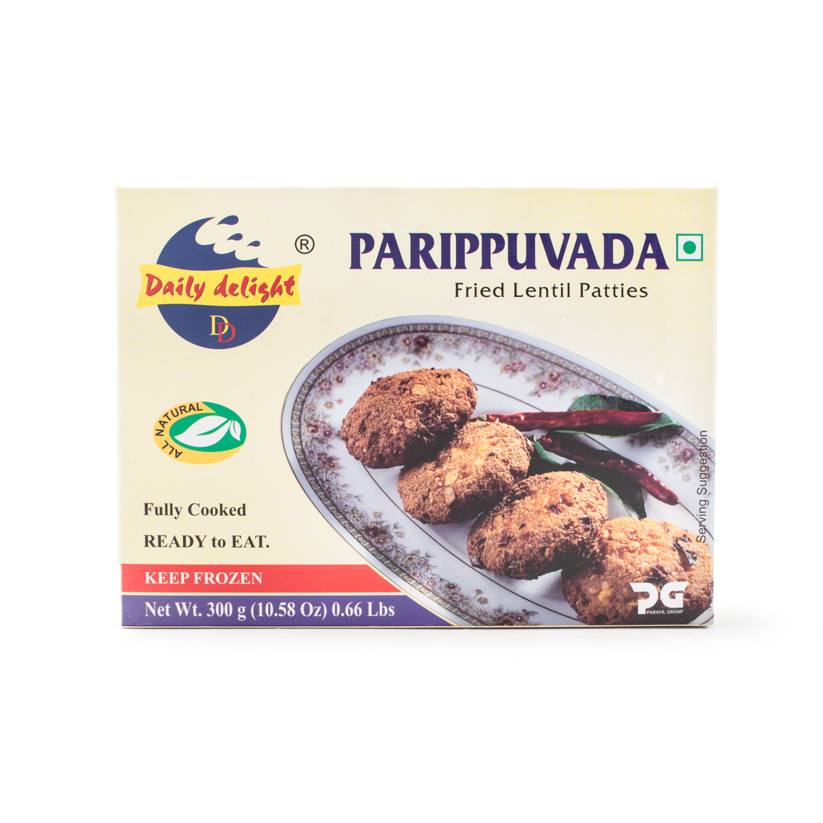 Daily Delight Parippuvada (Fried Lentil Patties), Frozen 300 g