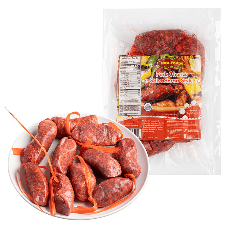Don Felipe Pork Chorizo Salvadorian Style, Frozen 2 lb