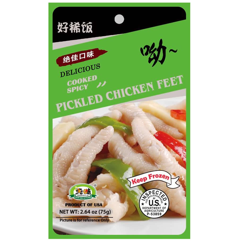 Chunwei Hot and Sour Pickled Chicken Feet, Frozen 75 g