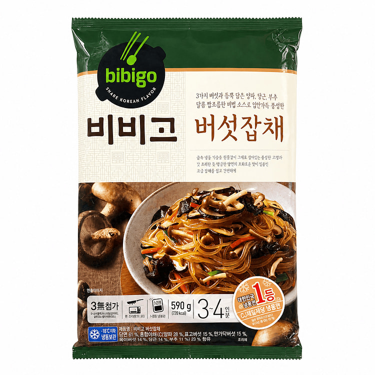 CJ Bibigo Japchae Noodles with Mushroom and Vegetables, Frozen 590 g