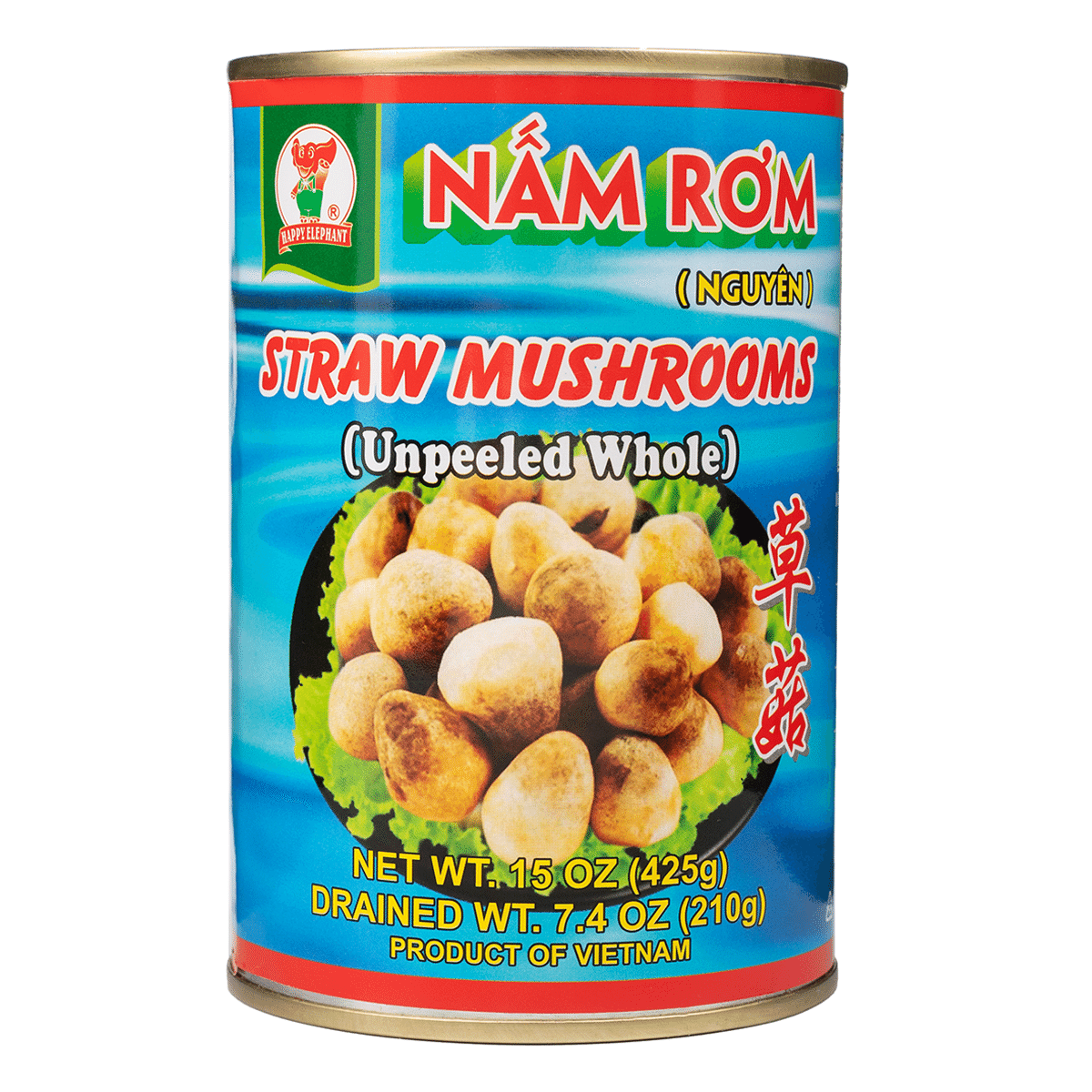 Happy Elephant Straw Mushroom in Can 15 oz