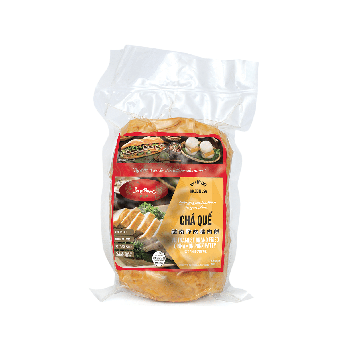 Hambúrguer de Porco com Canela Long Phung, Frito, Congelado 14 onça(s)