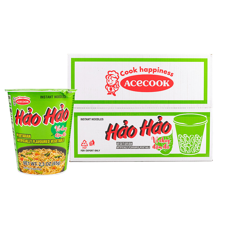Acecook Hao Hao Vegetarian Instant Cup Noodle ( 12 cups ) 2.3 onza(s)*12 pa