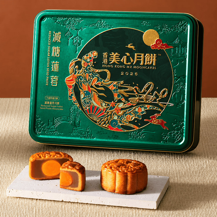 Hong Kong MX Reduced Sugar Lotus Seed Paste Mooncake with Egg Yolk 6pcs 54