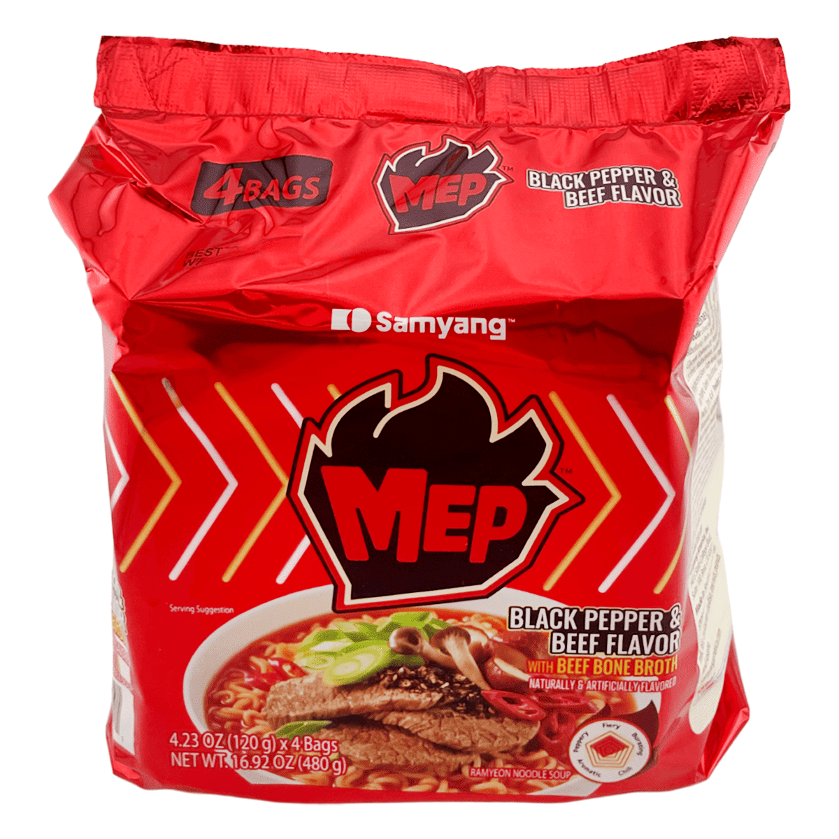 SAMYANG MEP Black Pepper and Beef Ramen 120 グラム*4 パック