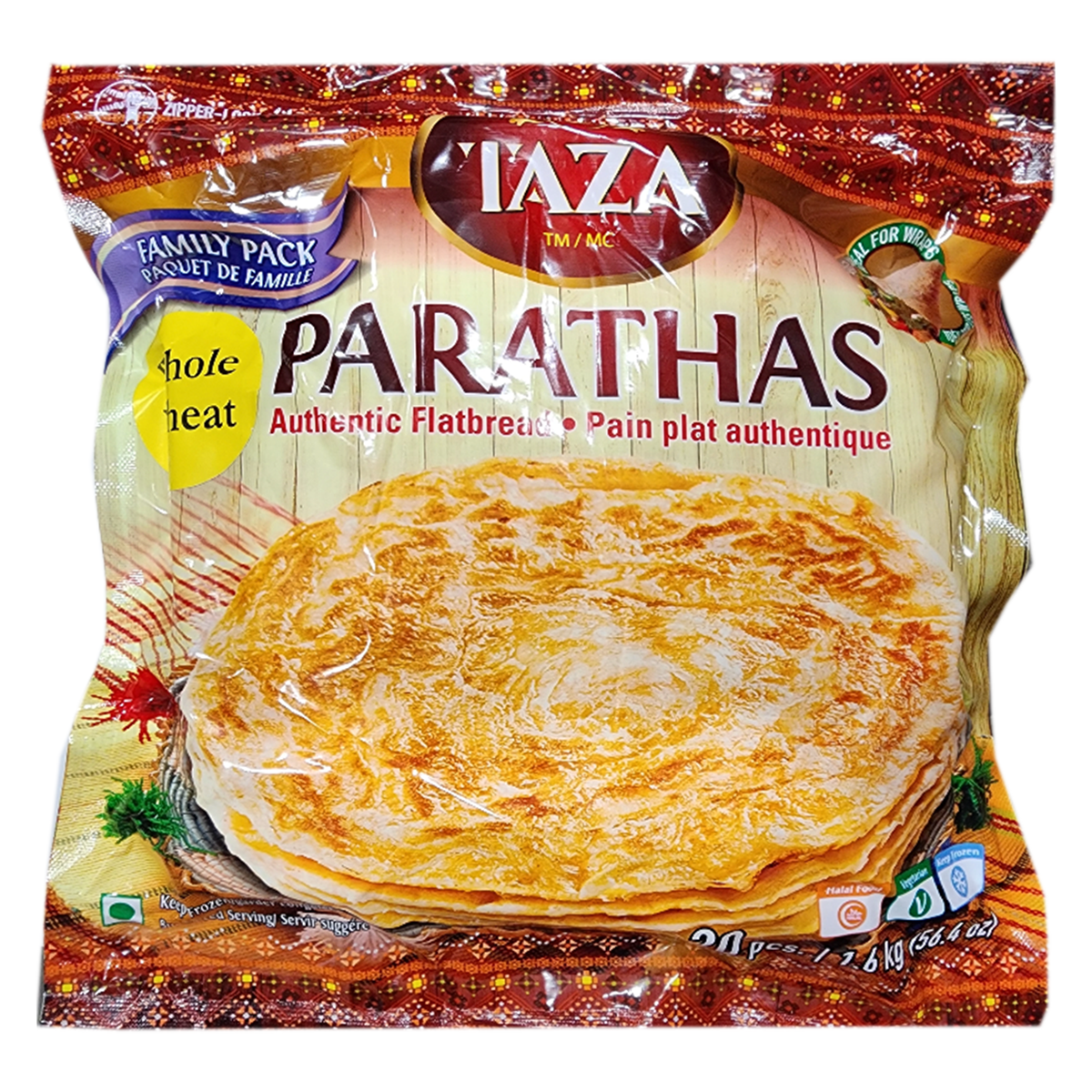 Taza Whole Wheat Paratha 2.82 盎司*20 包