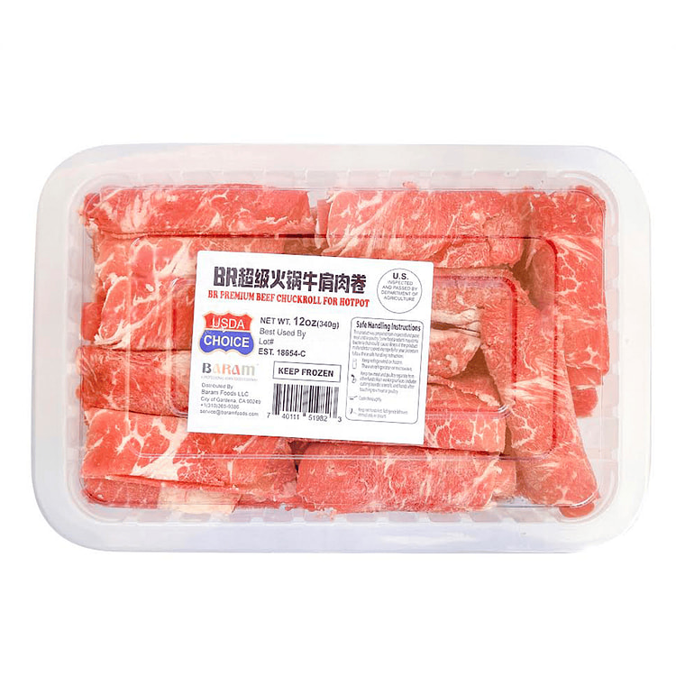USDA Choice Beef Chuck Roll Slice for Shabu Shabu 12 oz
