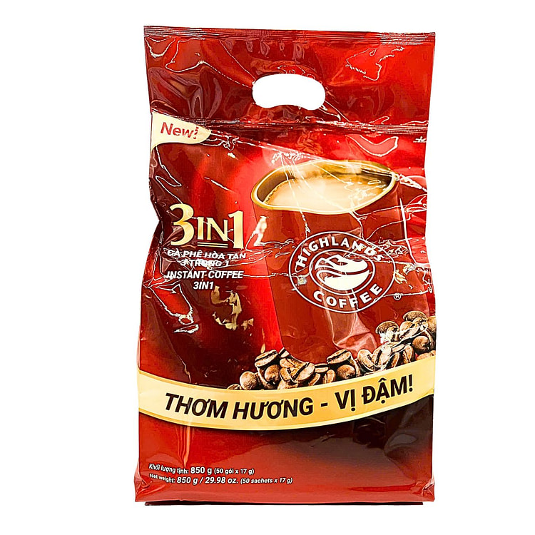 Cà Phê Hòa Tan 3 Trong 1 Highlands (50 Gói) 850 g