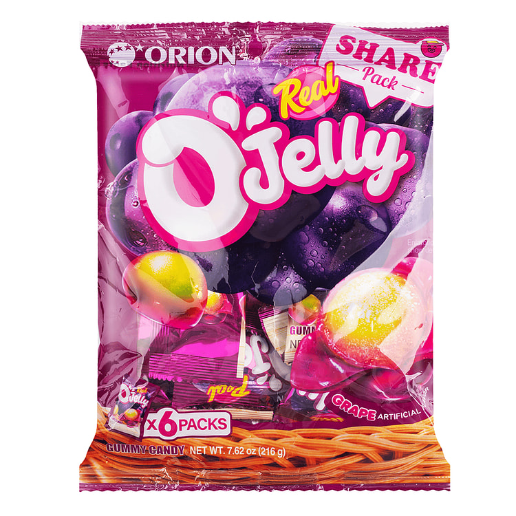 ORION O'JELLY  GUMMY CANDY REAL GRAPE MULTI PACK 36 g*6 pack