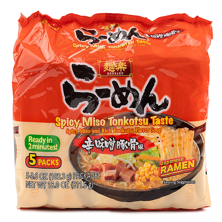 Hikari Menraku Spicy Miso Tonkotsu Noodle 5P 18 盎司